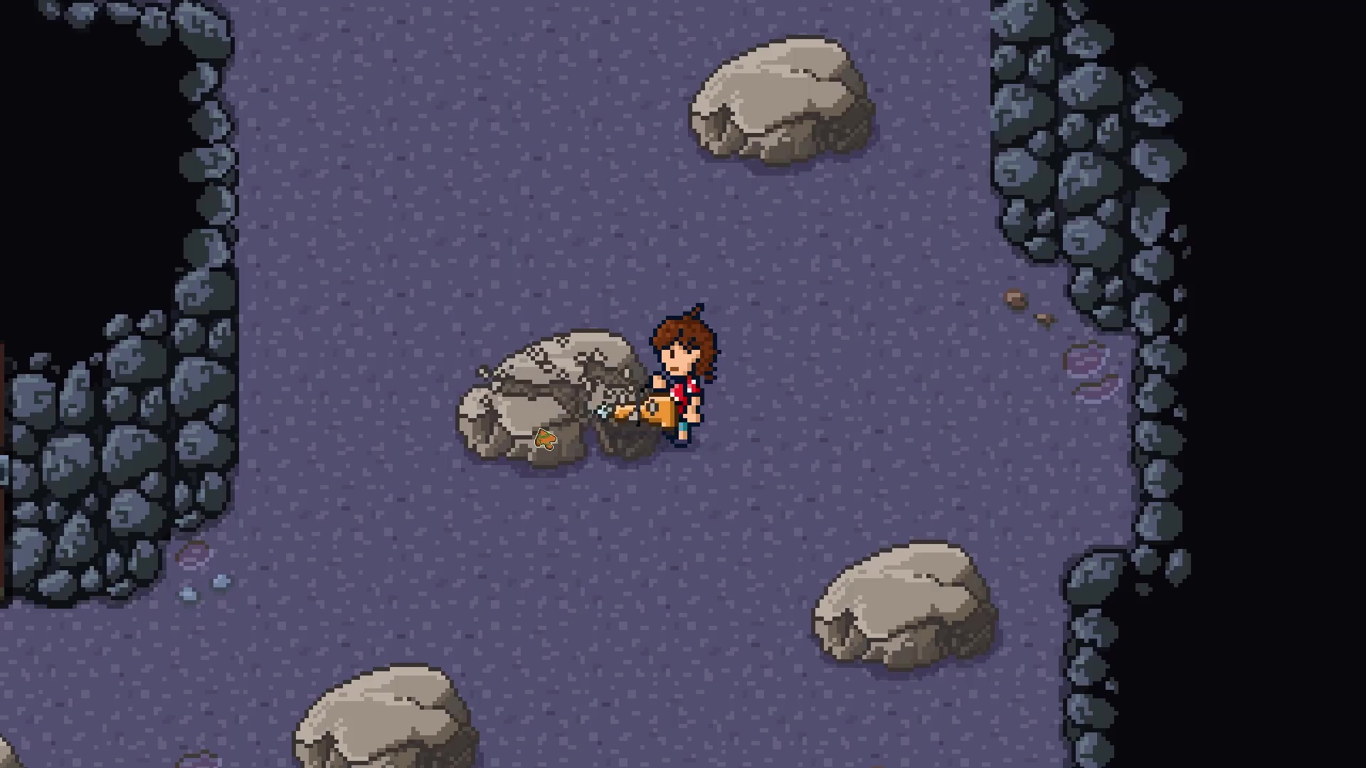 Main character using the drill