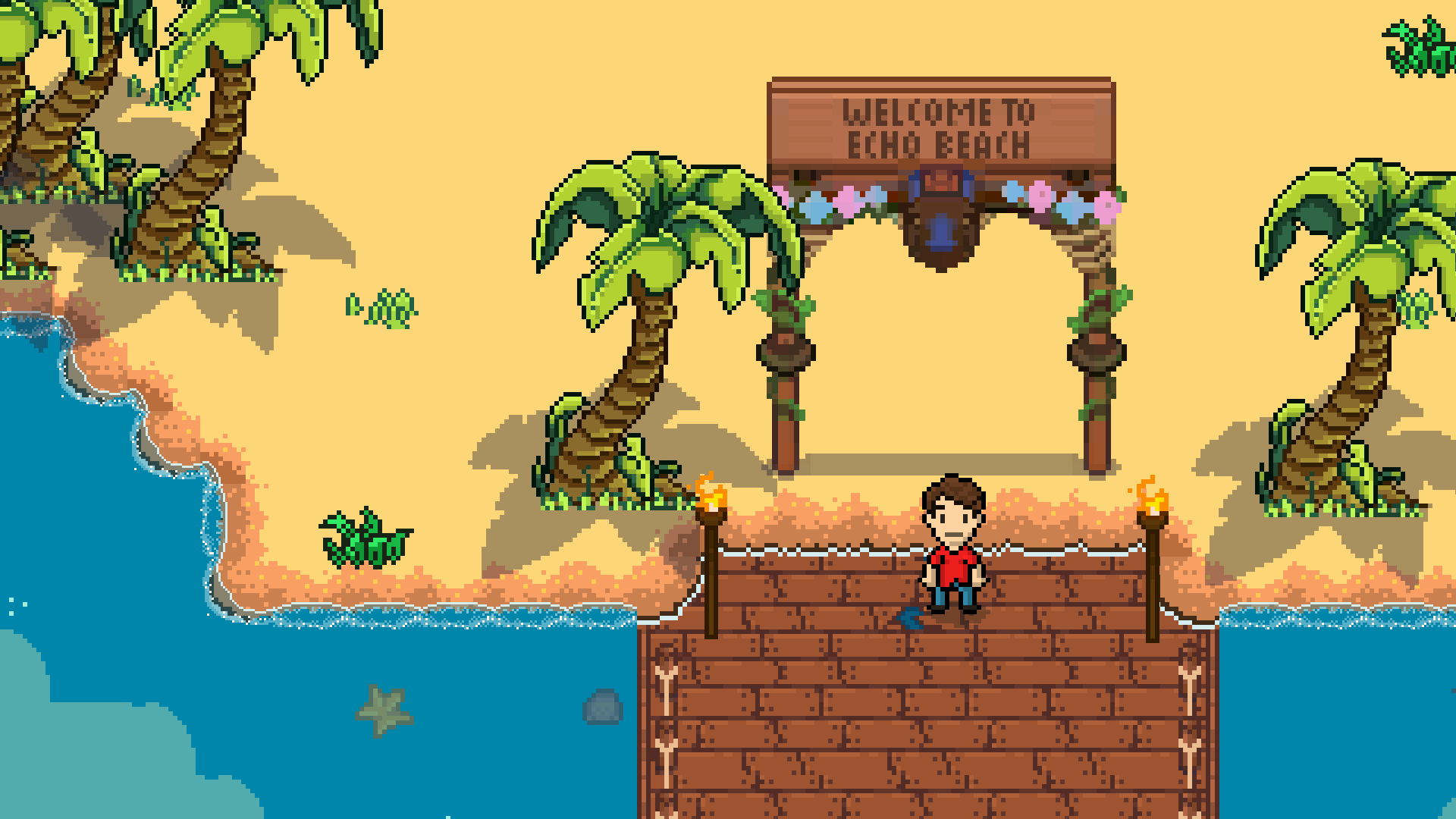 Main character walking on the pier